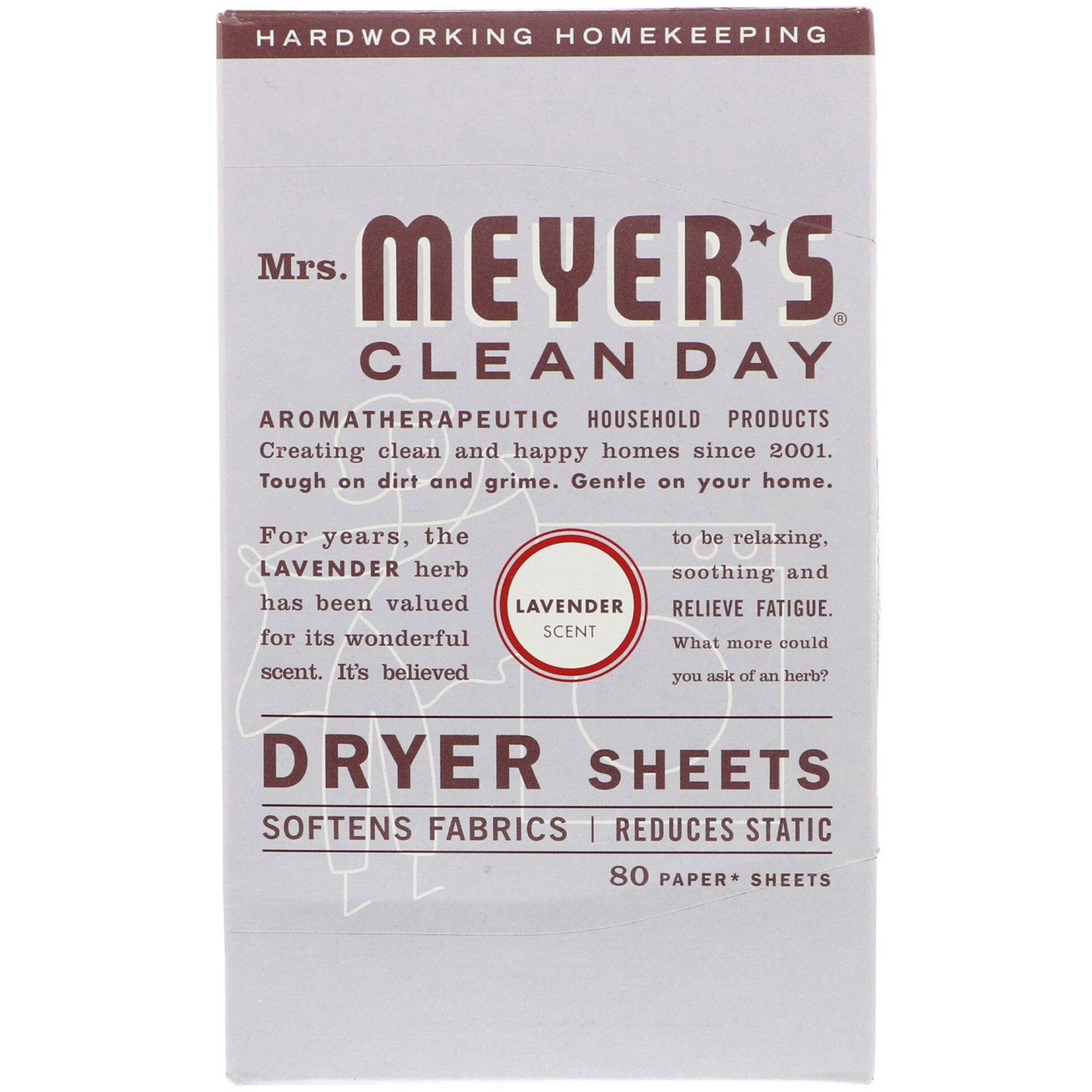 Mrs. Meyers Clean Day, Dryer Sheets, Lavender Scent, 80 Sheets