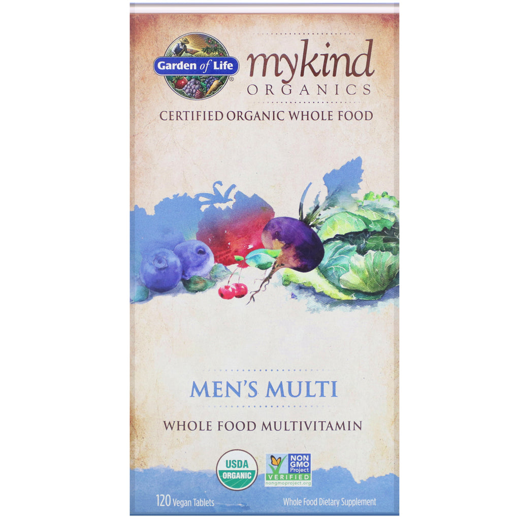 Garden of Life, MyKind Organics, Men's Multi, Whole Food Multivitamin, 120 Vegan Tablets