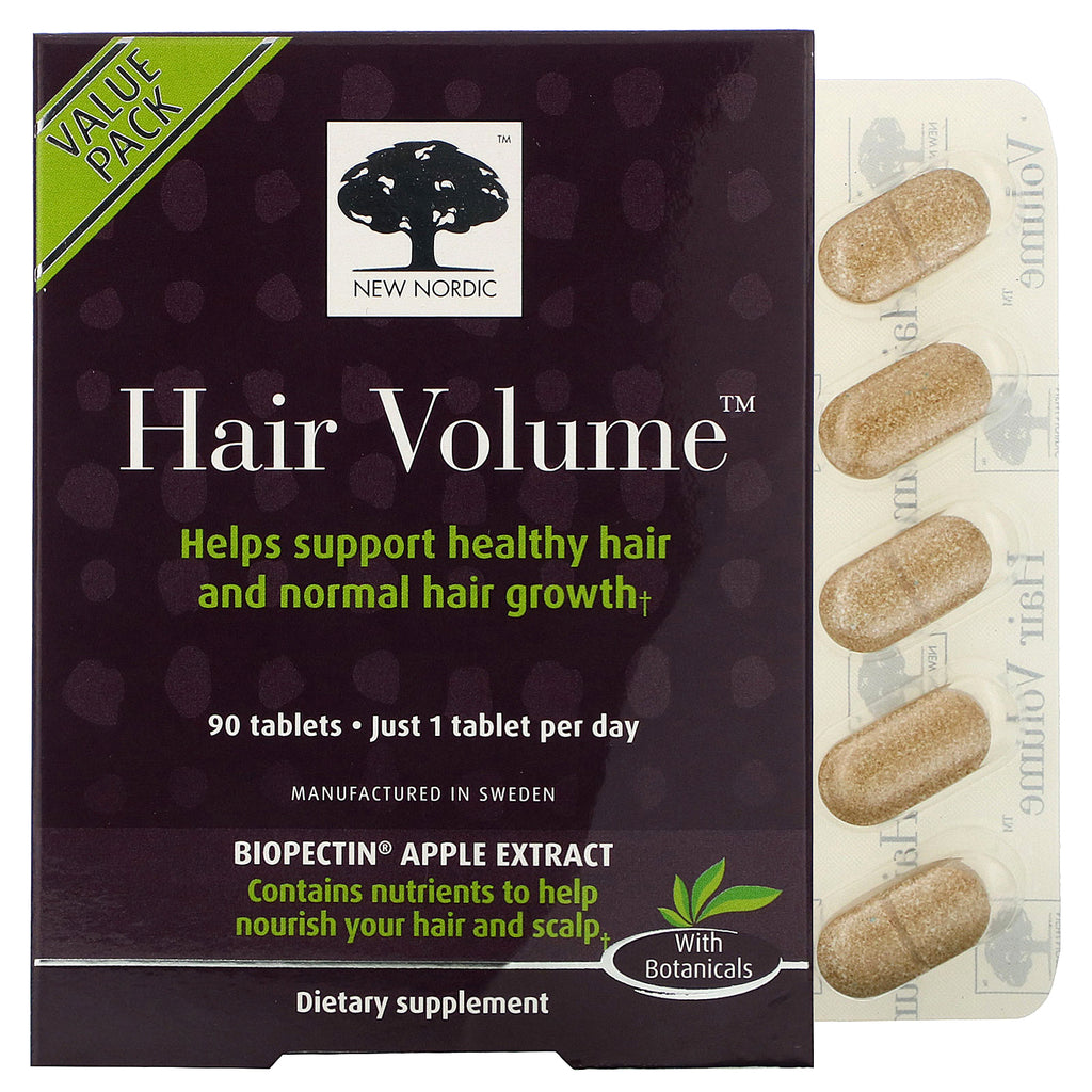 New Nordic, Hair Volume with  Biopectin Apple Extract, 90 Tablets