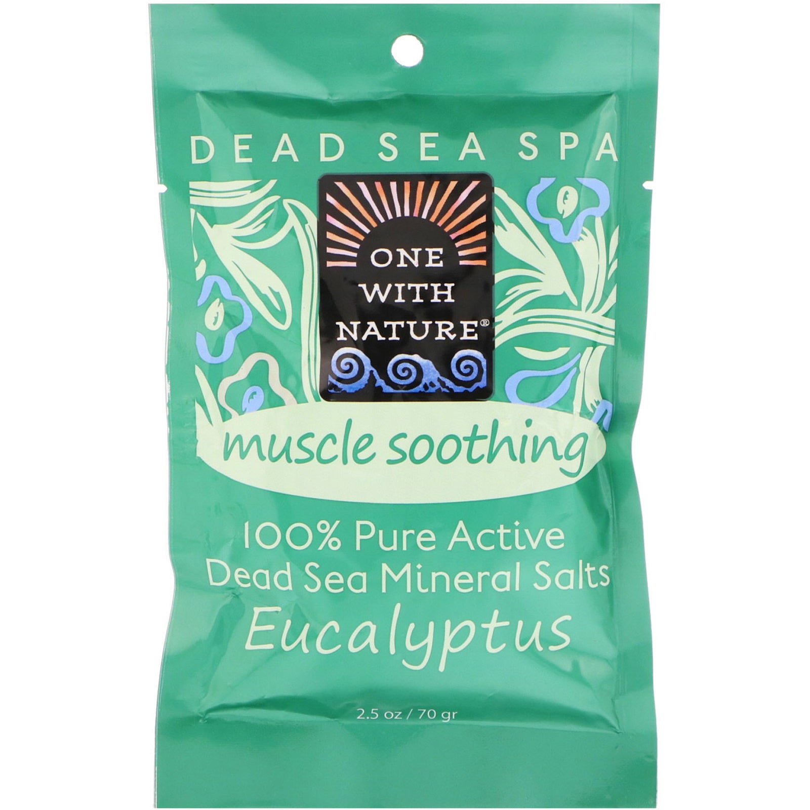 One with Nature, Dead Sea Spa, Mineral Salts, Muscle Soothing, Eucalyptus, 2.5 oz (70 g)