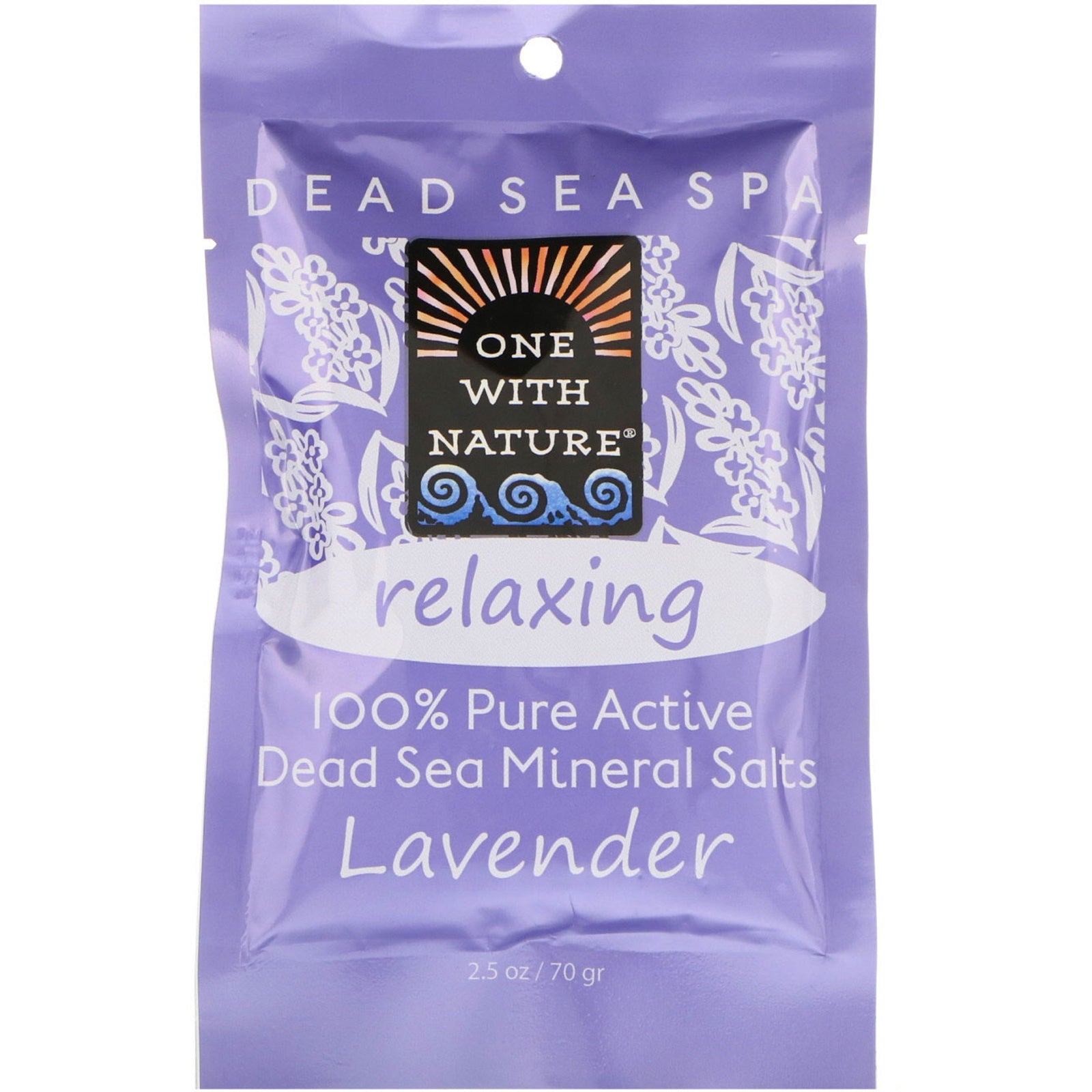 One with Nature, Dead Sea Spa, Mineral Salts, Relaxing, Lavender, 2.5 oz (70 g)