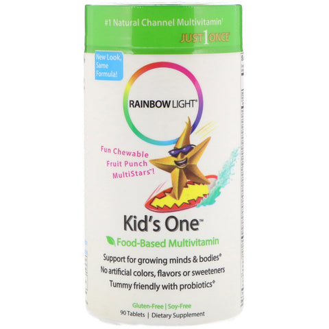 Rainbow Light, Kid's One, MultiStars, Food-Based Multivitamin, Fruit Punch, 90 Tablets