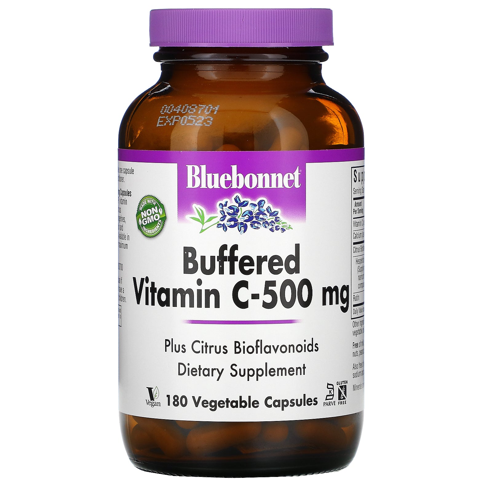 Bluebonnet Nutrition, Buffered Vitamin C, 500 mg, 180 Vegetable Capsules