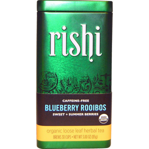 Rishi Tea, Organic Loose Leaf Herbal Tea, Blueberry Rooibos, Caffeine-Free, 3.00 oz (85 g)