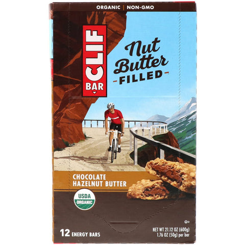 Clif Bar, , Nut Butter Filled Energy Bar, Chocolate Hazelnut Butter, 12 Energy Bars, 1.76 oz (50 g) Each