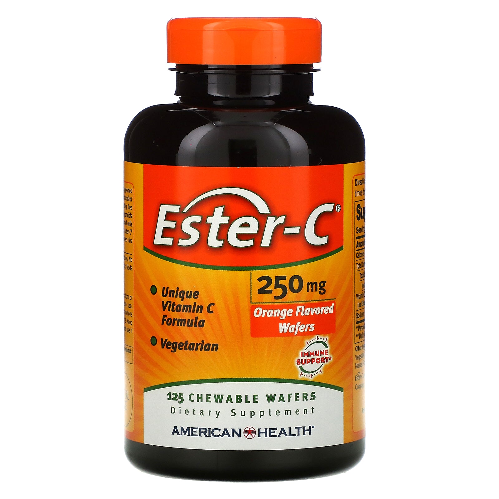 American Health, Ester-C, Orange , 250 mg, 125 Chewable Wafers