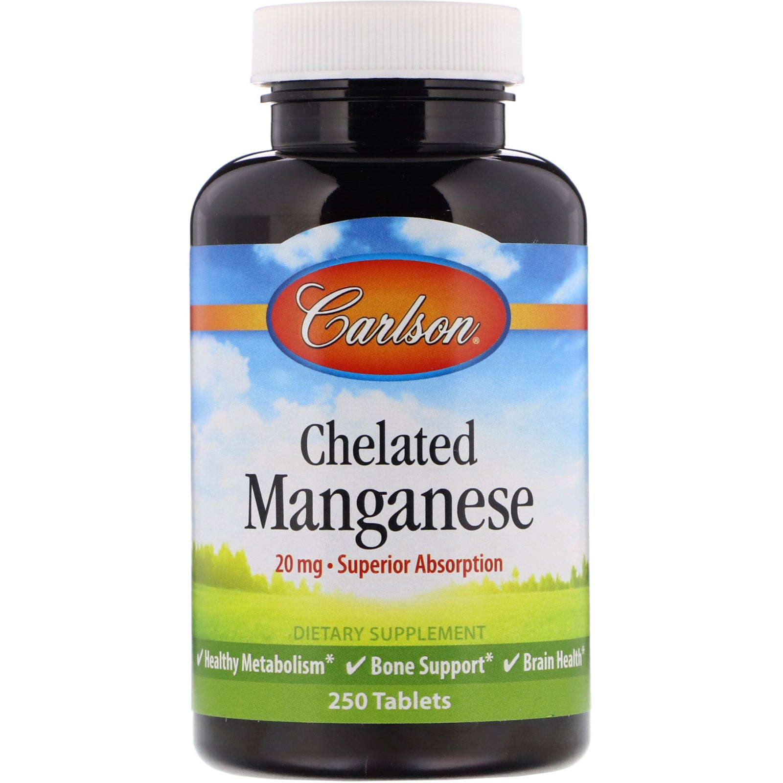 Carlson Labs, Chelated Manganese, 20 mg, 250 Tablets