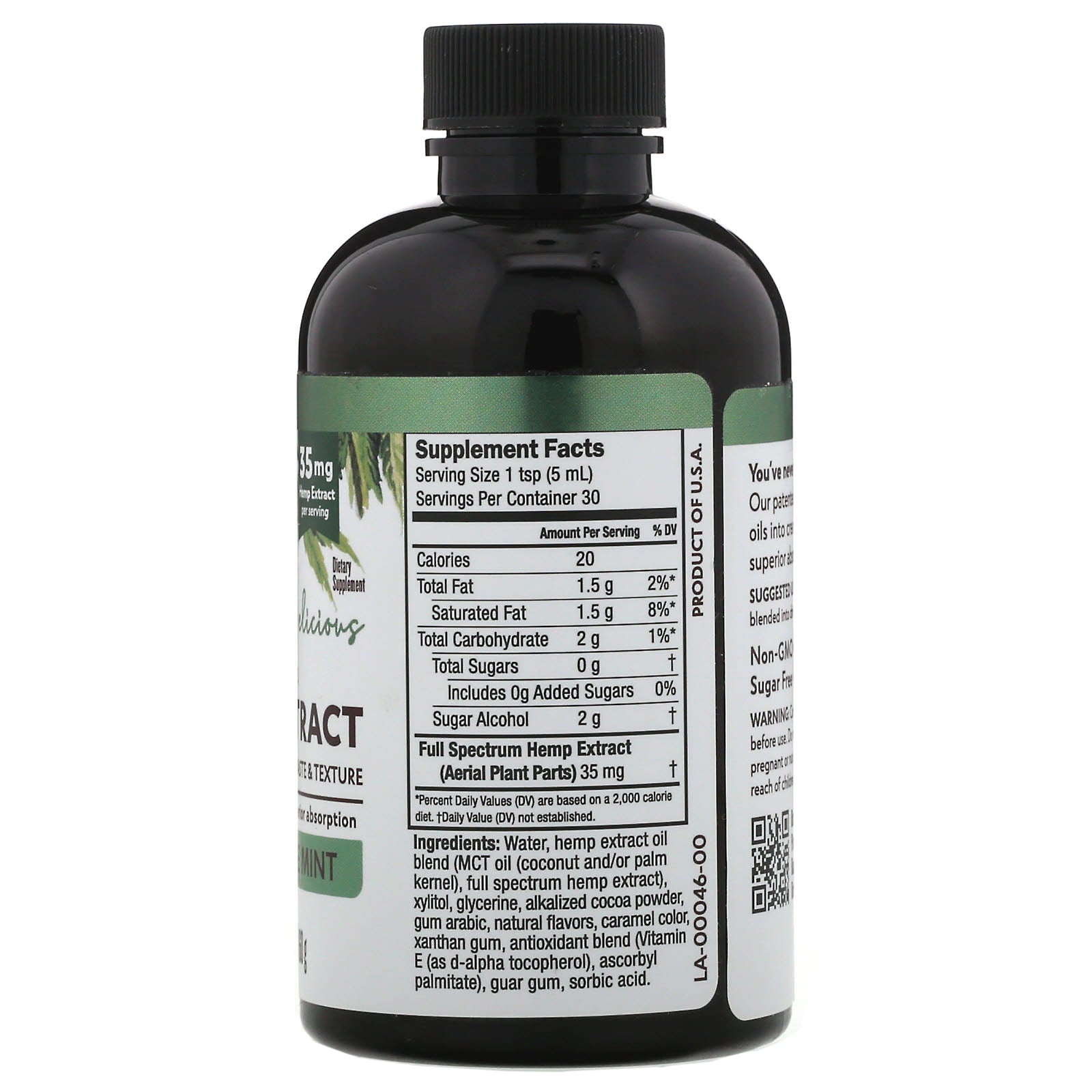 Barlean's, Seriously Delicious Full Spectrum Hemp Extract, Chocolate Mint, 35 mg, 5.7 oz (160 g)