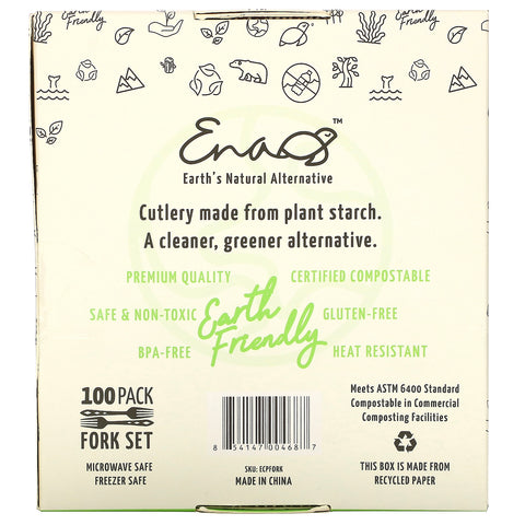 Earth's Natural Alternative, Compostable Forks, 100 Count