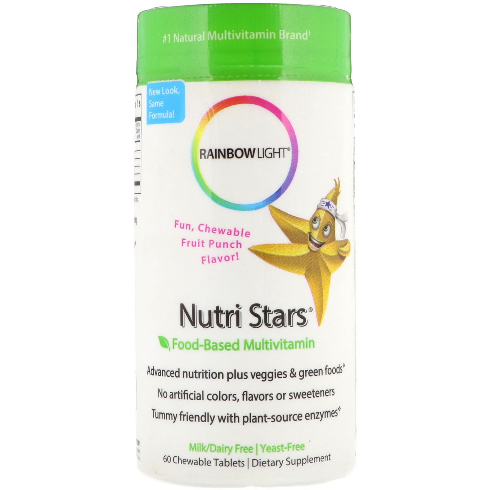 Rainbow Light, Nutri Stars, Food-Based Multivitamin, Fruit Punch Flavor, 60 Chewable Tablets