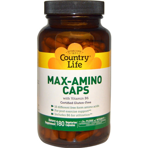 Country Life, Max-Amino Caps with Vitamin B-6, 180 Vegetarian Capsules