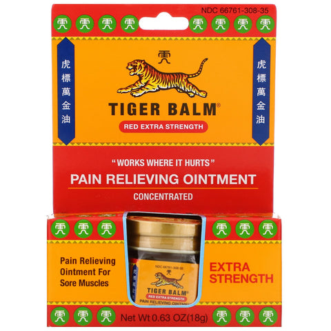 Tiger Balm, Pain Relieving Ointment, Extra Strength, .63 oz (18 g)
