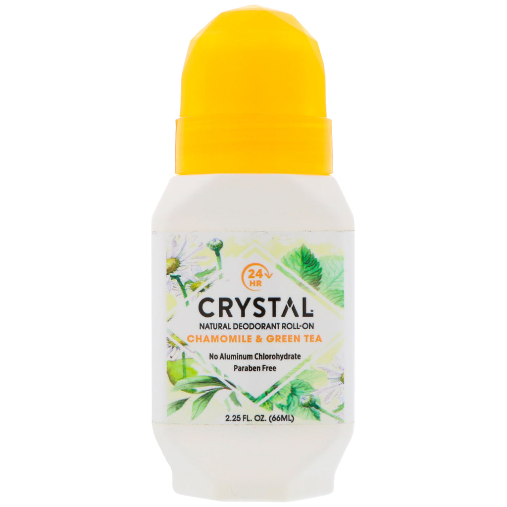 Crystal Body Deodorant, Natural Deodorant Roll On, Chamomile & Green Tea, 2.25 fl oz (66 ml)