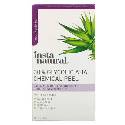 InstaNatural, 30% Glycolic AHA Chemical Peel, 1 fl oz (30 ml)