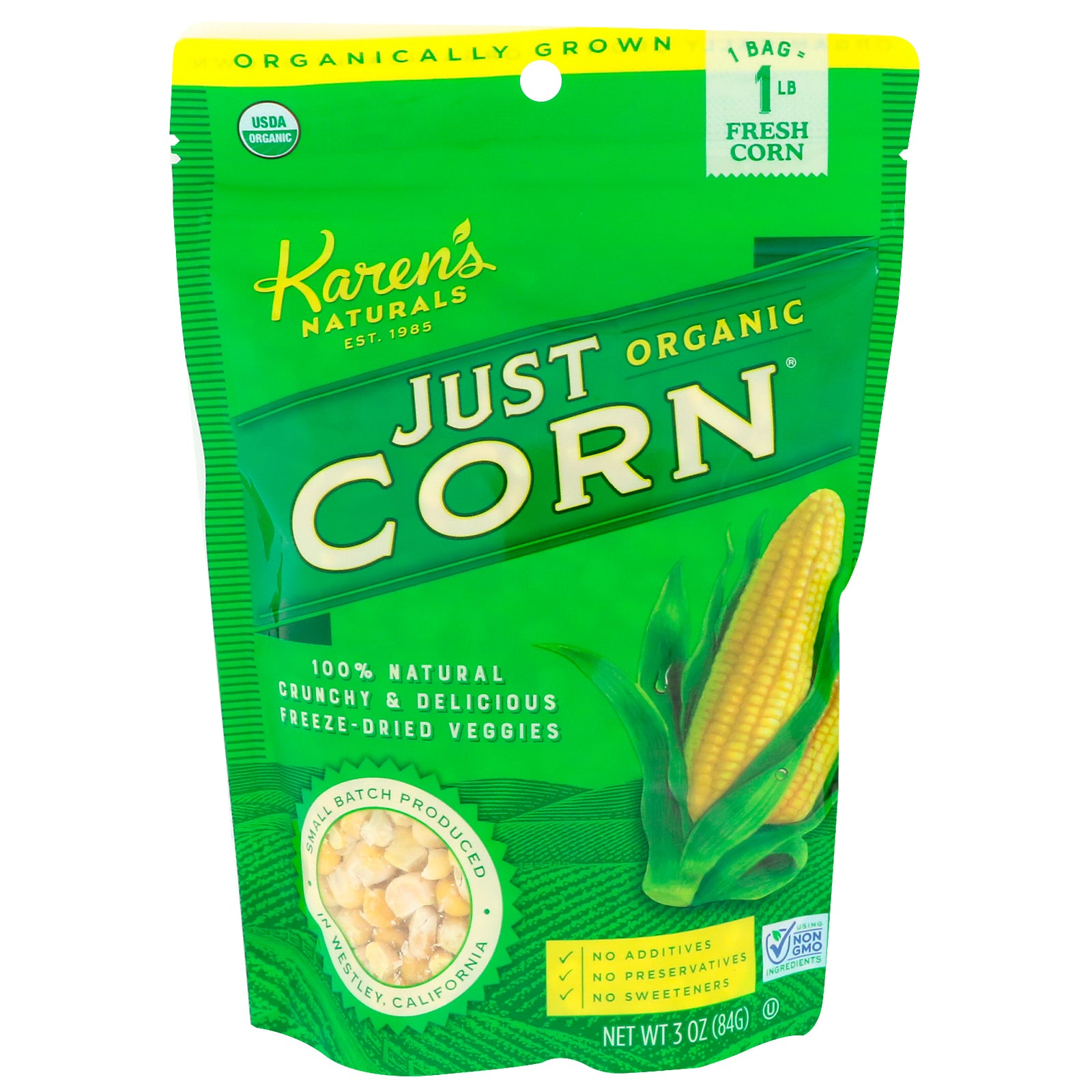 Karen's Naturals, Organic Just Corn, 3 oz (84 g)
