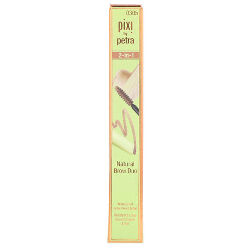 Pixi Beauty, 2-In-1 Natural Brow Duo, Waterproof Brow Pencil & Gel, Natural Brown, Pencil 0.007 oz (0.2 g) - Gel 0.084 fl oz (2.5 ml)