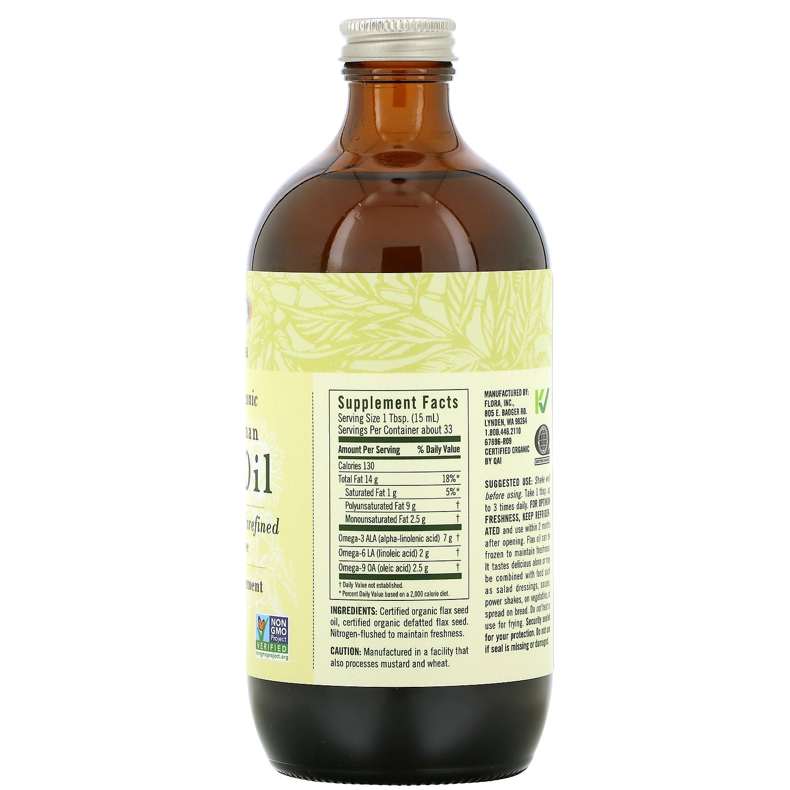 Flora, Certified  High Lignan Flax Oil, 17 fl oz (500 ml)