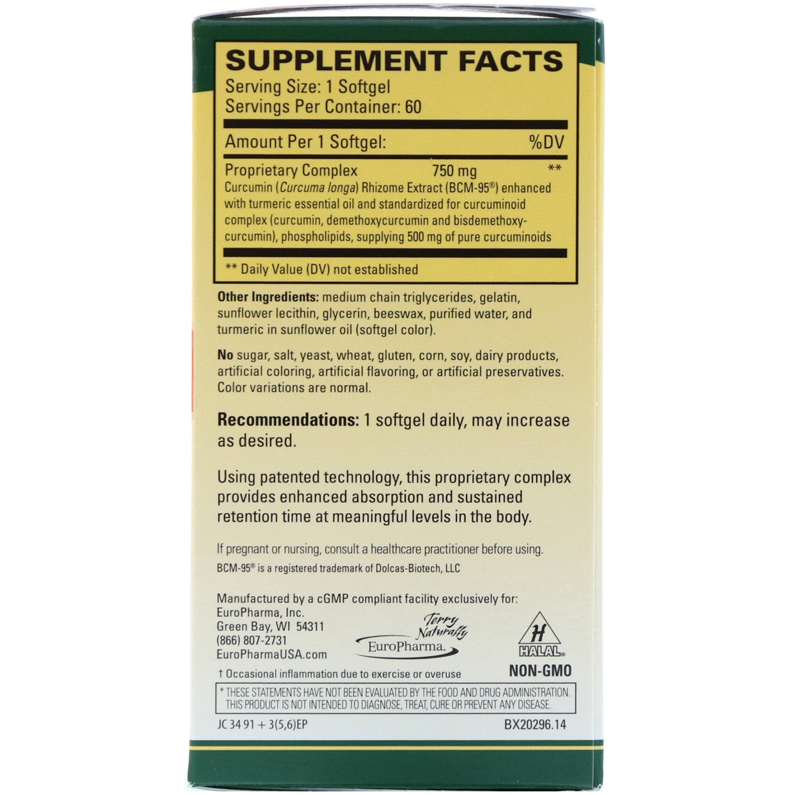 Terry Naturally, CuraMed, 750 mg, 60 Softgels