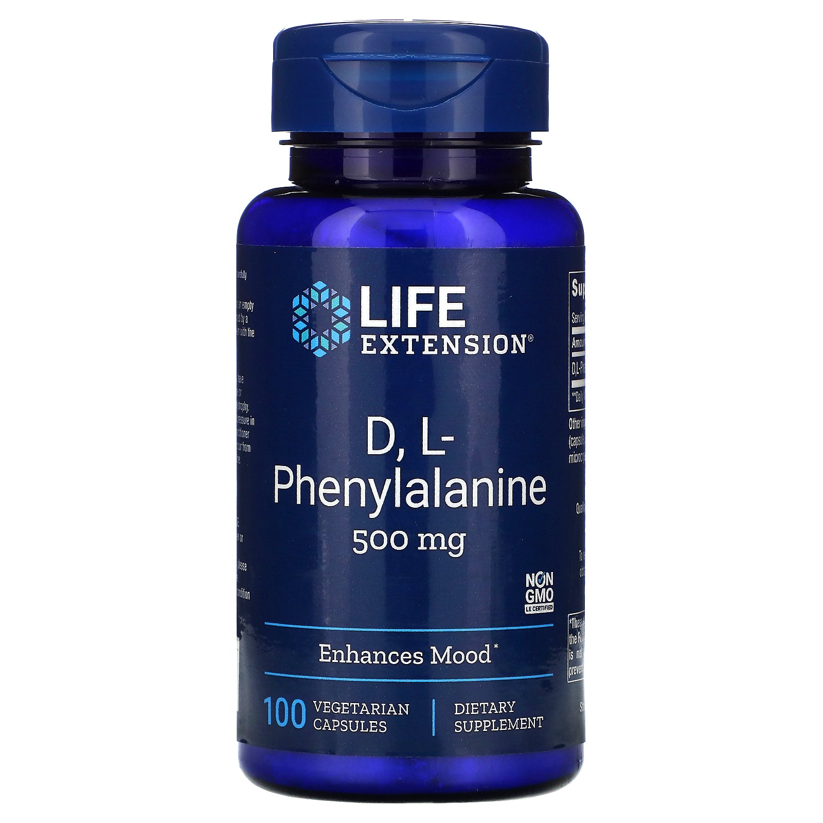 Life Extension, D, L-Phenylalanine, 500 mg, 100 Vegetarian Capsules