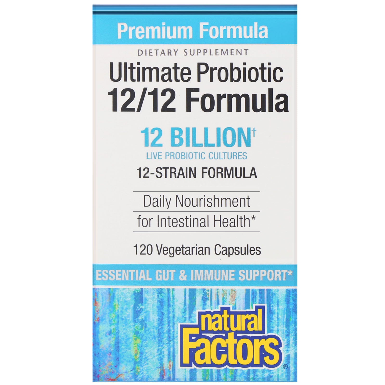 Natural Factors, Ultimate Probiotic, 12/12 Formula, 12 Billion CFU, 120 Vegetarian Capsules