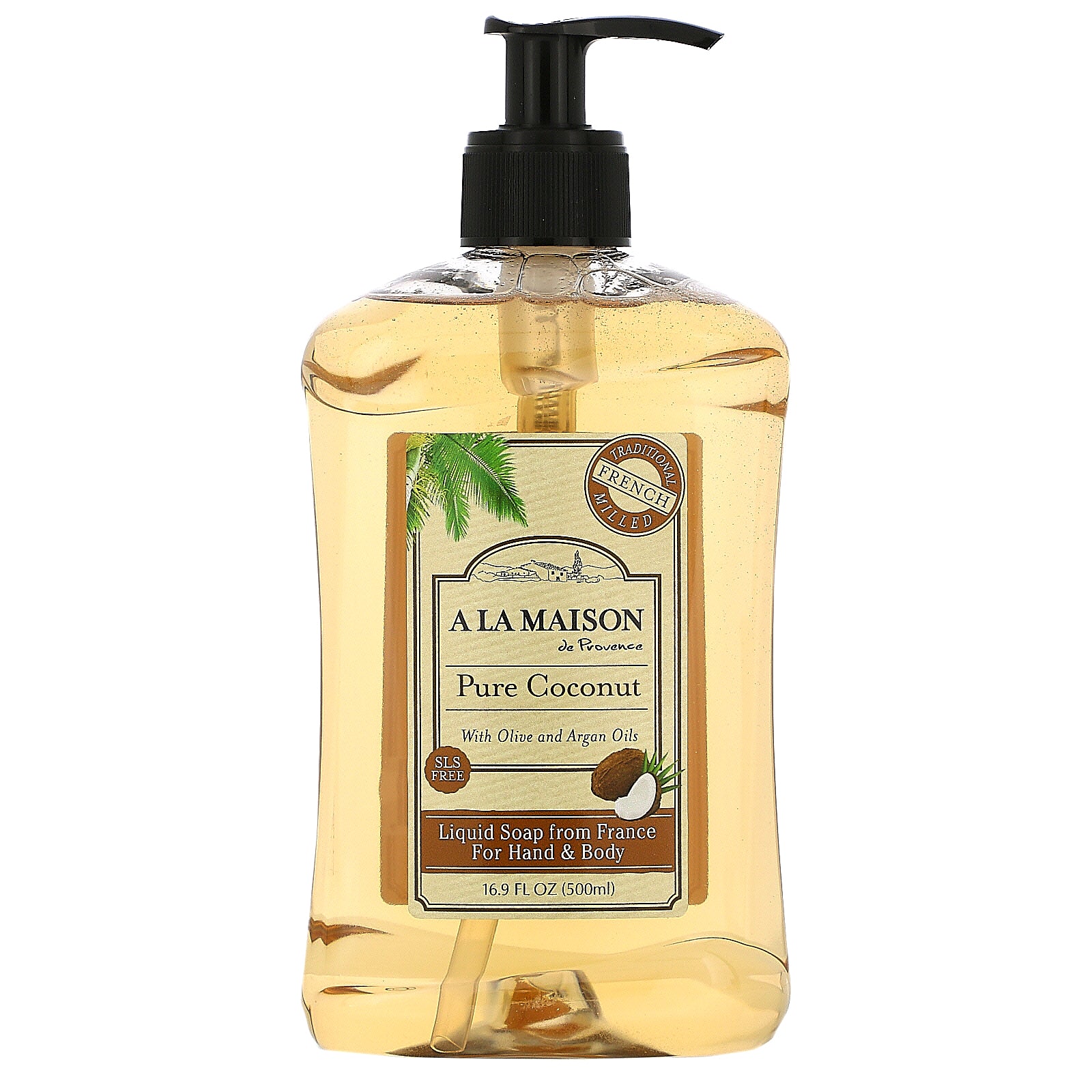 A La Maison de Provence, Hand & Body Liquid Soap, Pure Coconut, 16.9 fl oz (500 ml)