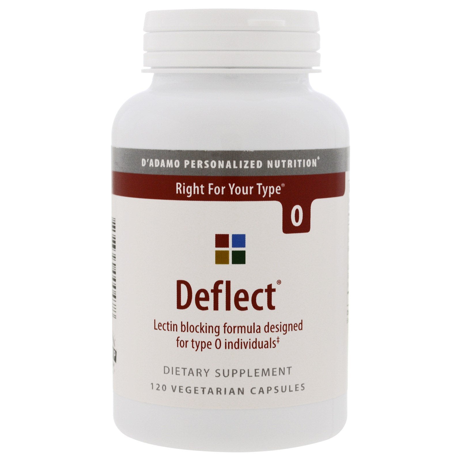 D'adamo, Deflect, Lectin Blocking Formula, The Blood Type Diet 0, 120 Vegetarian Capsules