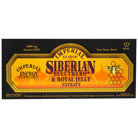 Imperial Elixir, Siberian Eleuthero & Royal Jelly Extract, Alcohol Free, 4000 mg, 10 Bottles, 0.34 fl oz (10 ml) Each