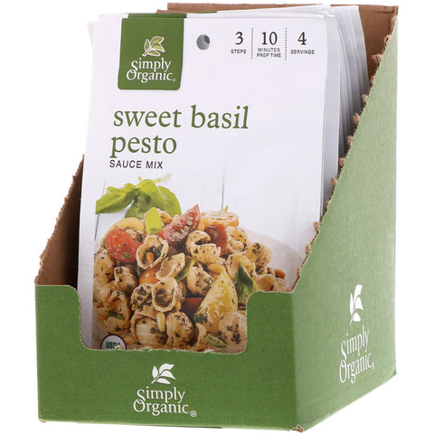 Simply Organic, Sweet Basil Pesto Sauce Mix, 12 Packets, 0.53 oz (15 g) Each