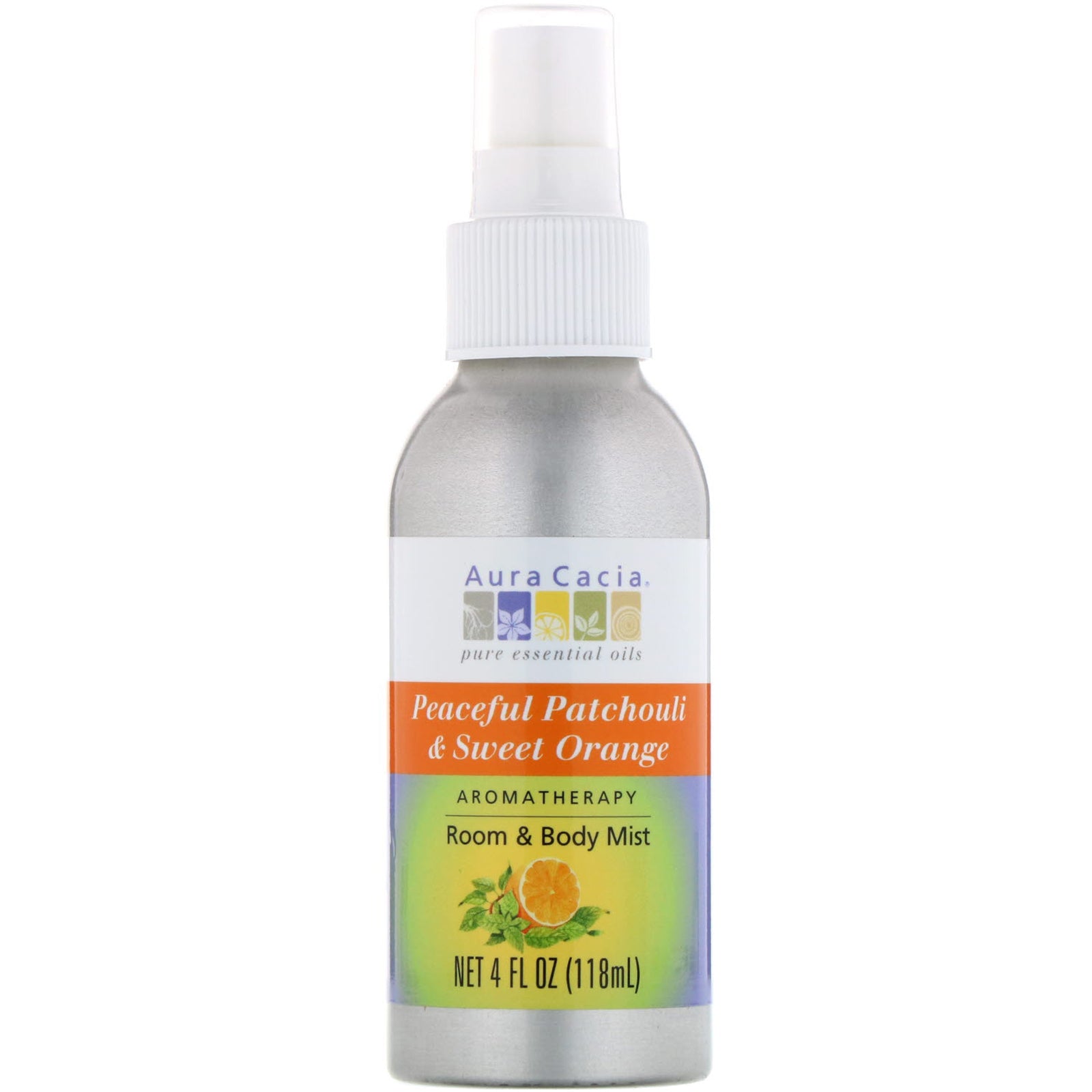 Aura Cacia, Aromatherapy Room & Body Mist, Peaceful Patchouli & Sweet Orange, 4 fl oz (118 ml)