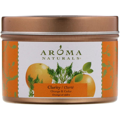 Aroma Naturals, Soy VegePure, Clarity, Travel Candle, Orange & Cedar, 2.8 oz (79.38 g)