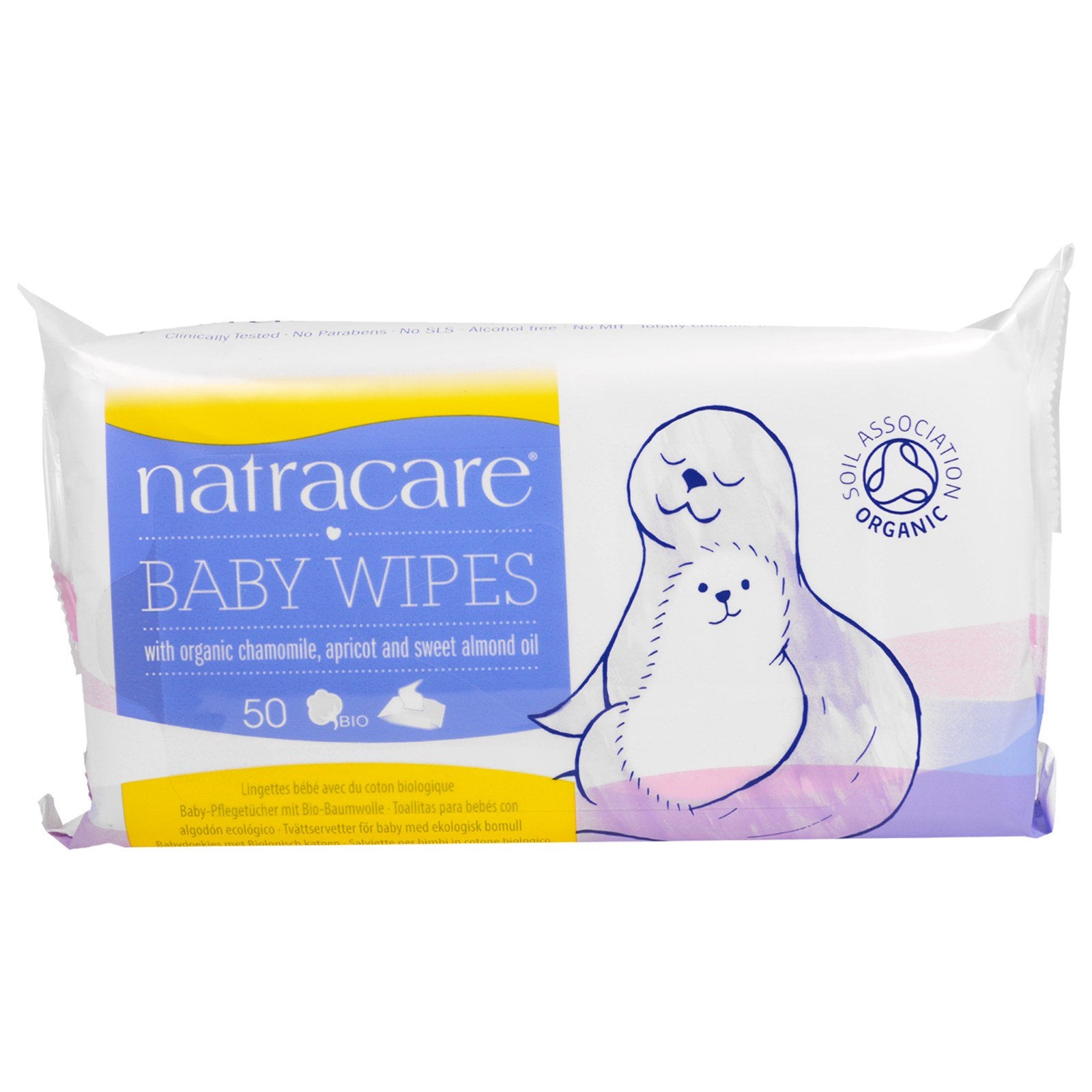 Natracare, Baby Wipes with Organic Chamomile, Apricot and Sweet Almond Oil, 50 Wipes