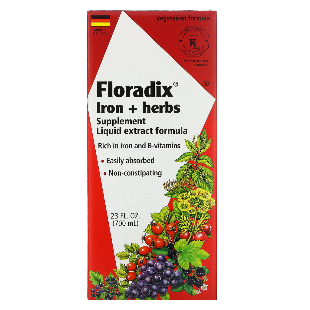 Flora, Floradix, Iron + Herbs Supplement, Liquid Extract Formula, 23 fl oz (700 ml)