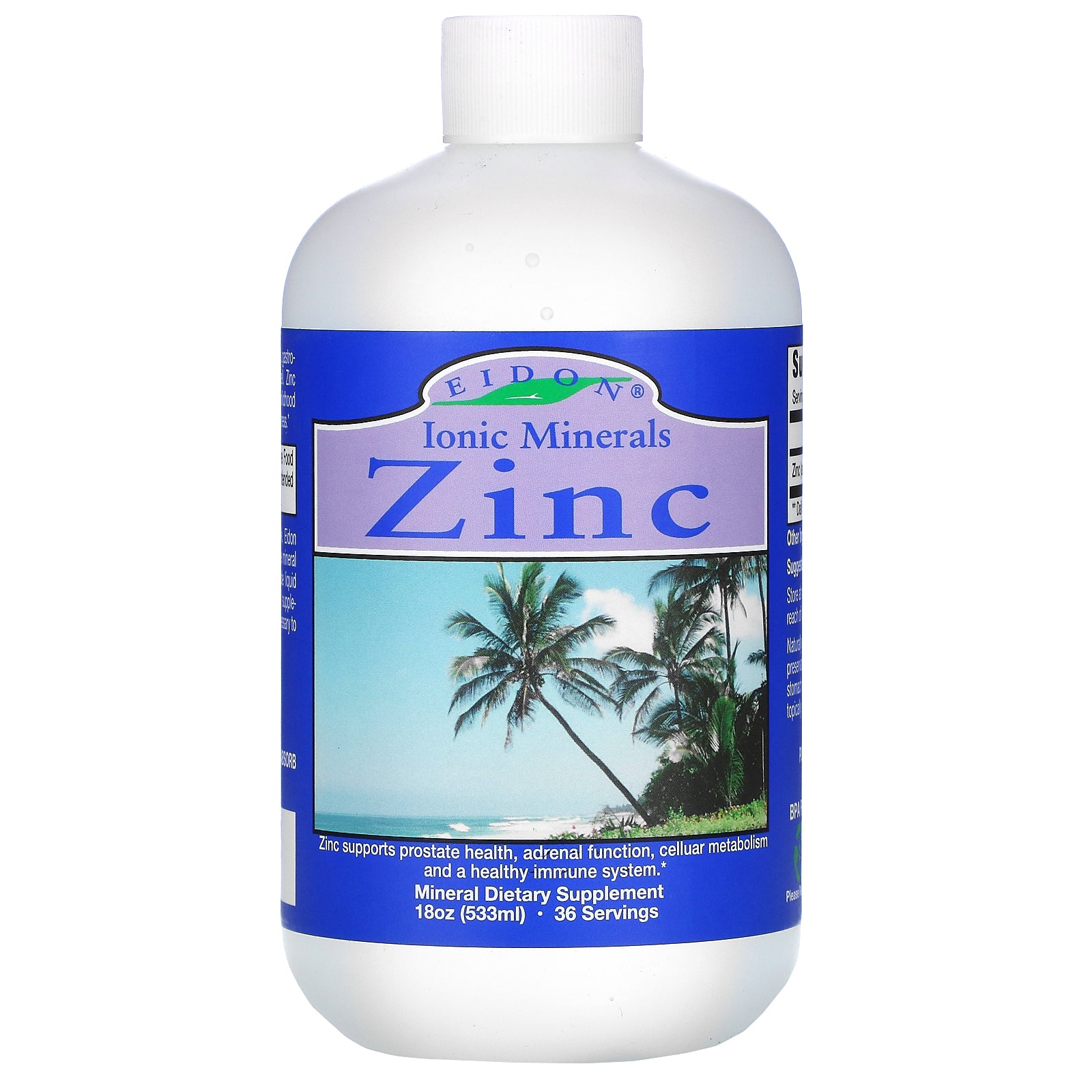 Eidon Mineral Supplements, Zinc, 18 oz (533 ml)
