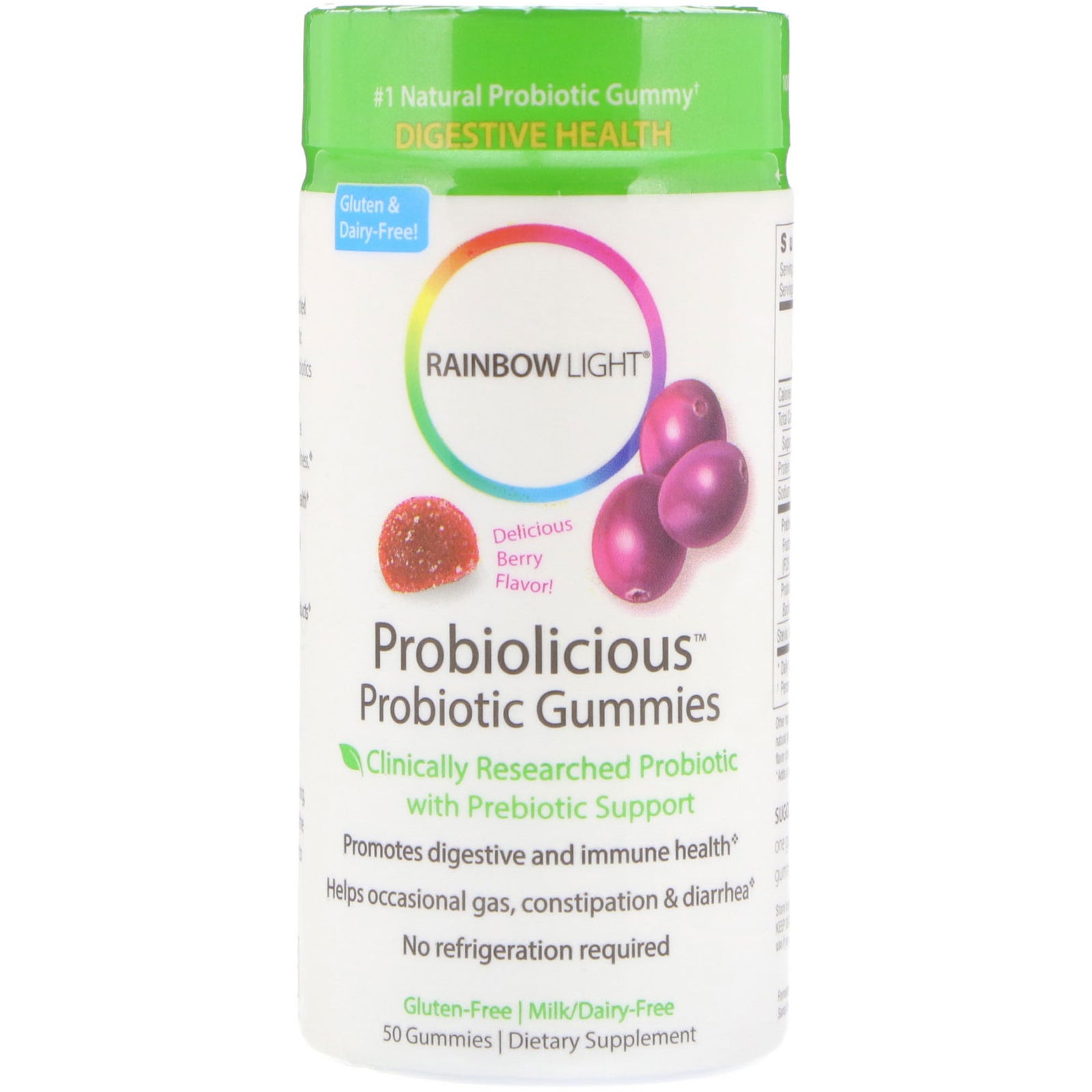 Rainbow Light, Probiolicious Probiotic Gummies, Delicious Berry Flavor, 50 Gummies