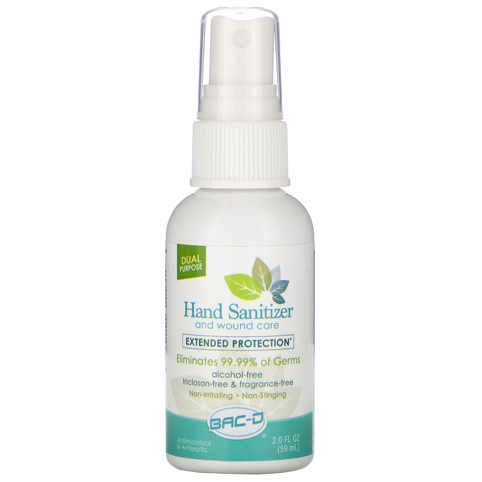 BAC-D, Hand Sanitizer and Wound Care, Alcohol Free, 2 fl oz (59 ml)