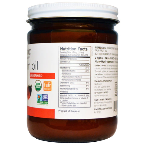 Nutiva,  Red Palm Oil, Unrefined, 15 fl oz (444 ml)