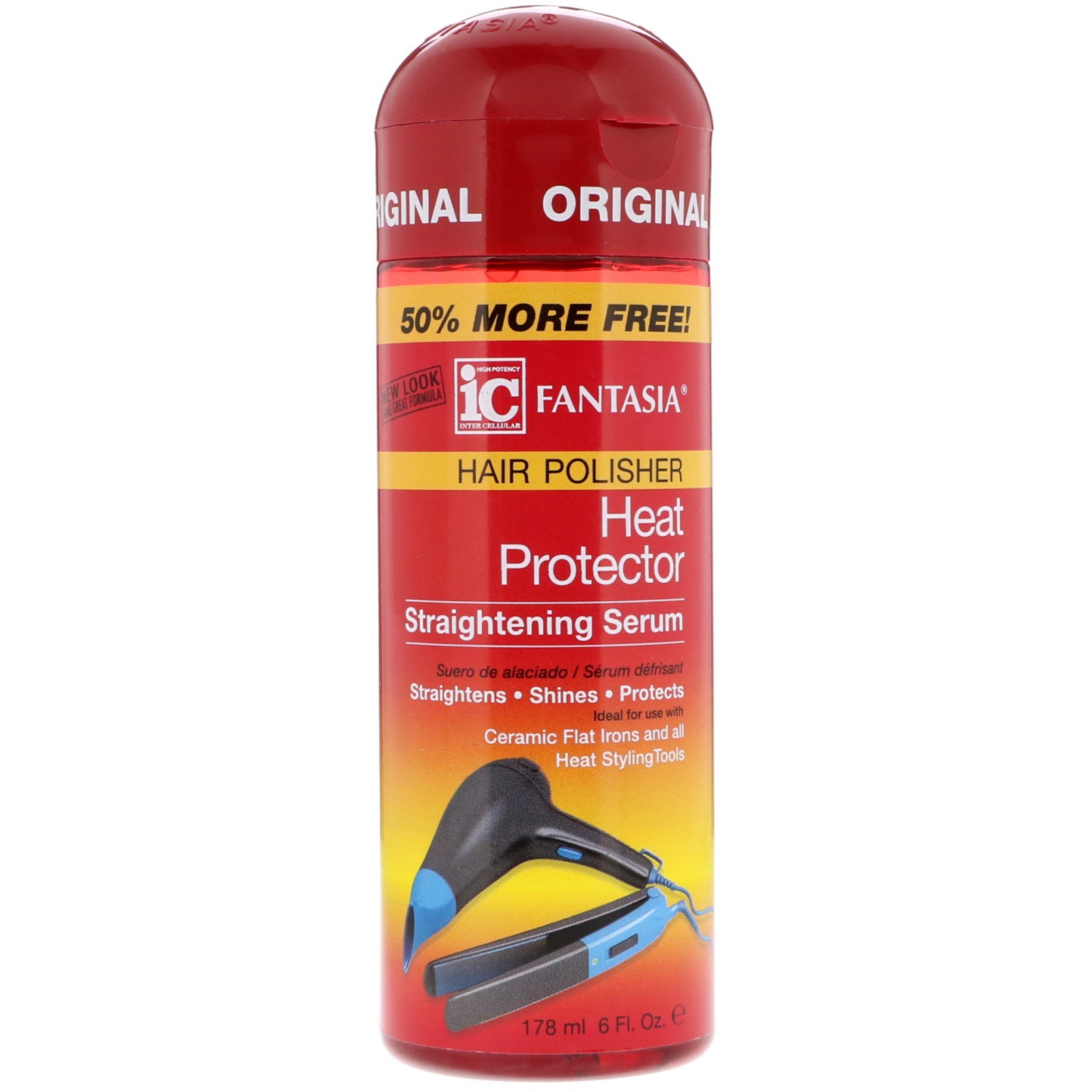 Fantasia, IC, Hair Polisher, Heat Protector Straightening Serum, 6 fl oz (178 ml)