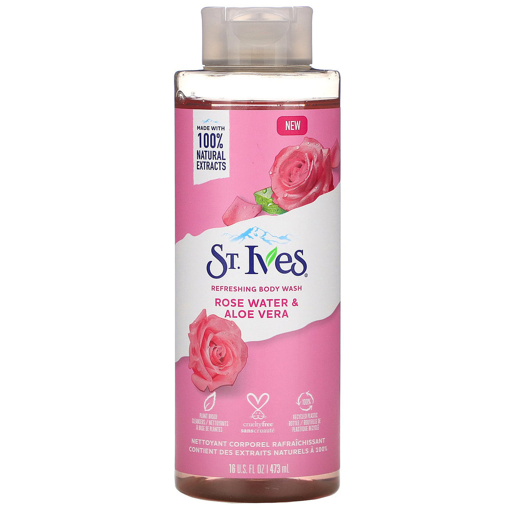 St. Ives, Refreshing Body Wash, Rose Water & Aloe Vera, 16 fl oz (473 ml)