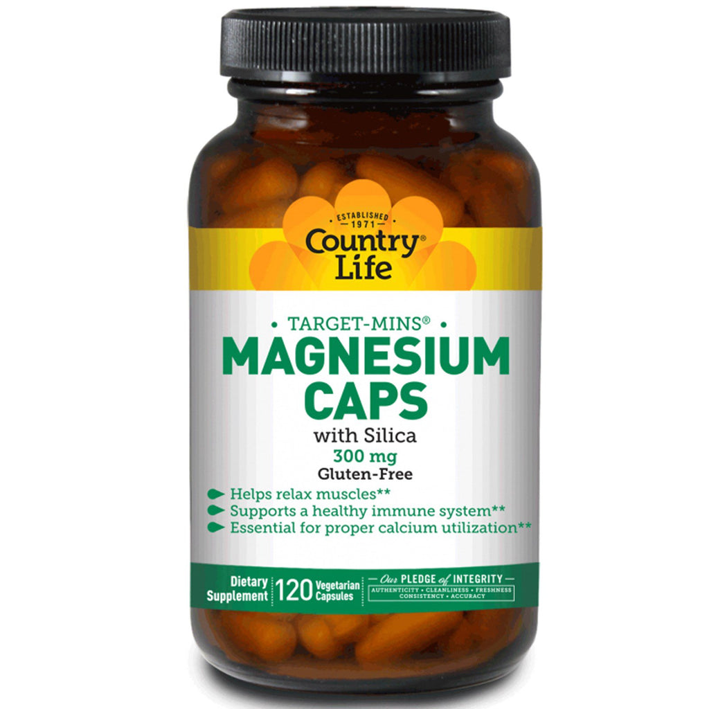 Country Life, Target-Mins Magnesium Caps with Silica, 300 mg, 120 Vegetarian Capsules