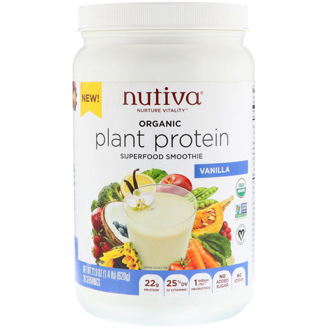 Nutiva, Organic Plant Protein, Vanilla, 1.4 lb (620 g)