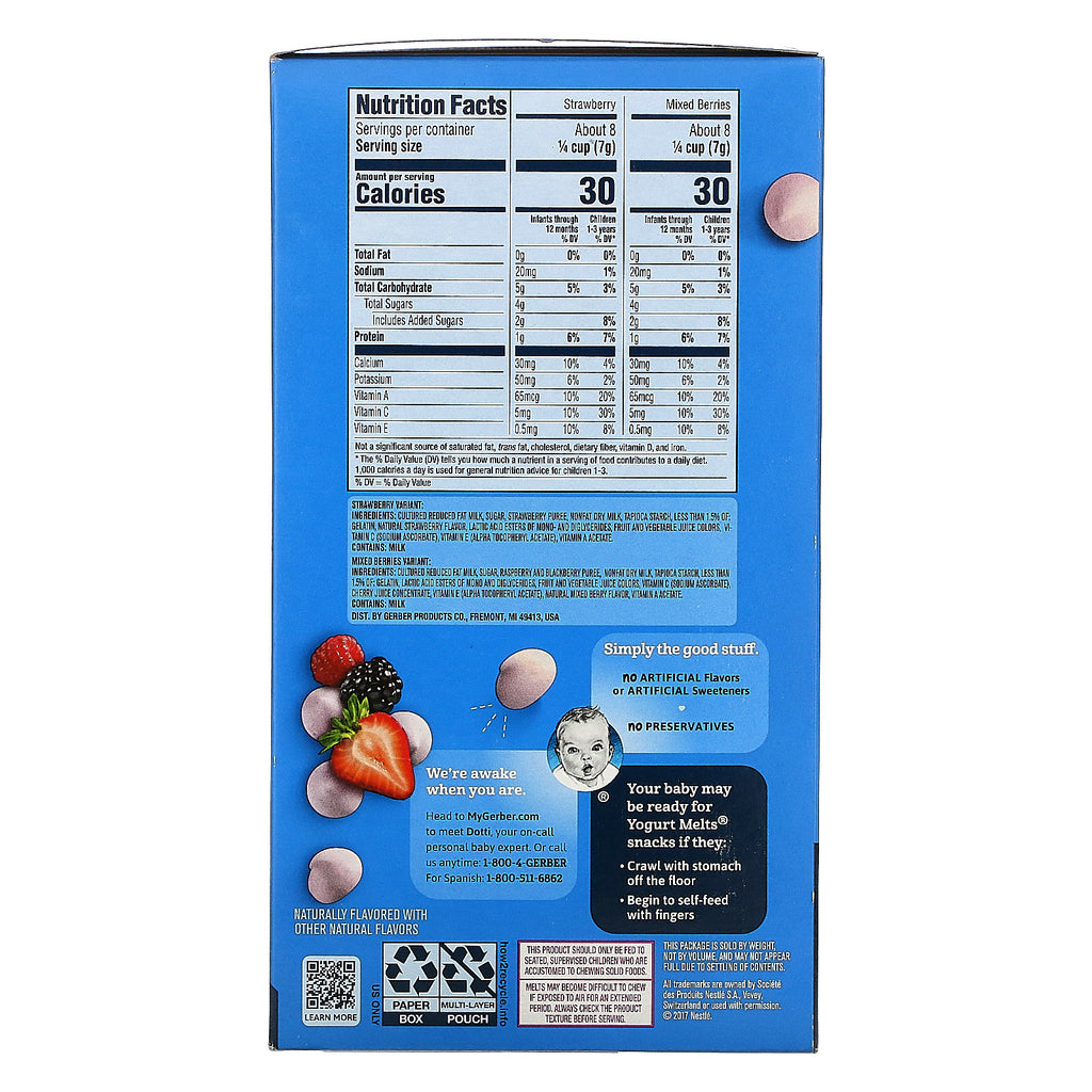 Gerber, Yogurt Melts, 8+ Months, Strawberry & Mixed Berries,  4 Packs, 1.0 oz (28 g) Each