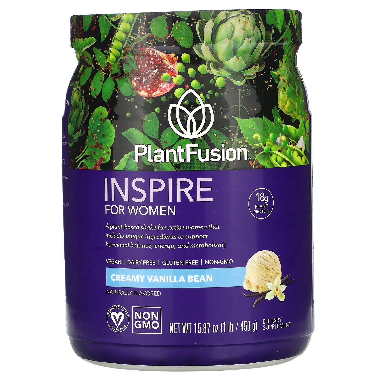 PlantFusion, Inspire for Women, Creamy Vanilla Bean, 15.87 oz (450 g)