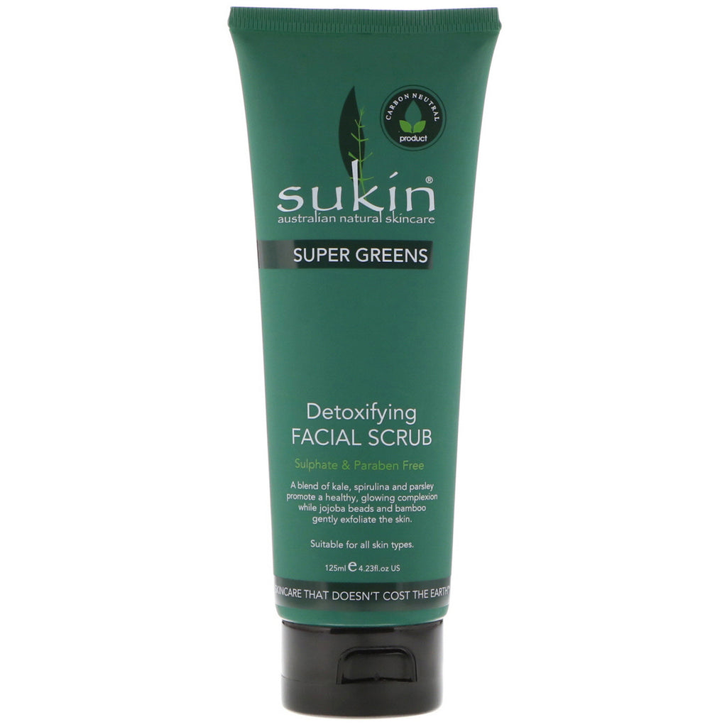Sukin, Super Greens, Detoxifying Facial Scrub, 4.23 fl oz (125 ml)