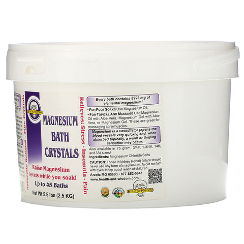 Health and Wisdom, Magnesium Bath Crystals, 5.5 lbs (2.5 kg)