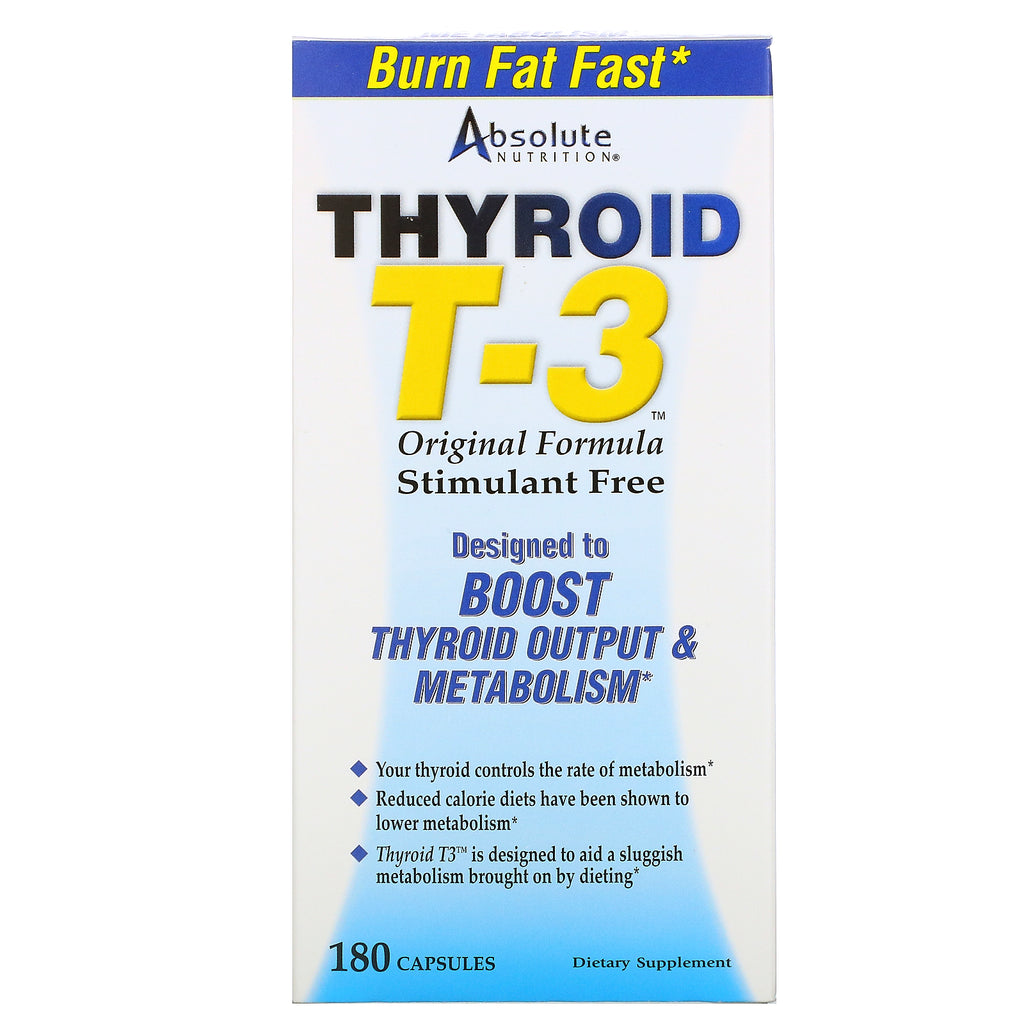 Absolute Nutrition, Thyroid T-3, Original Formula, 180 Capsules