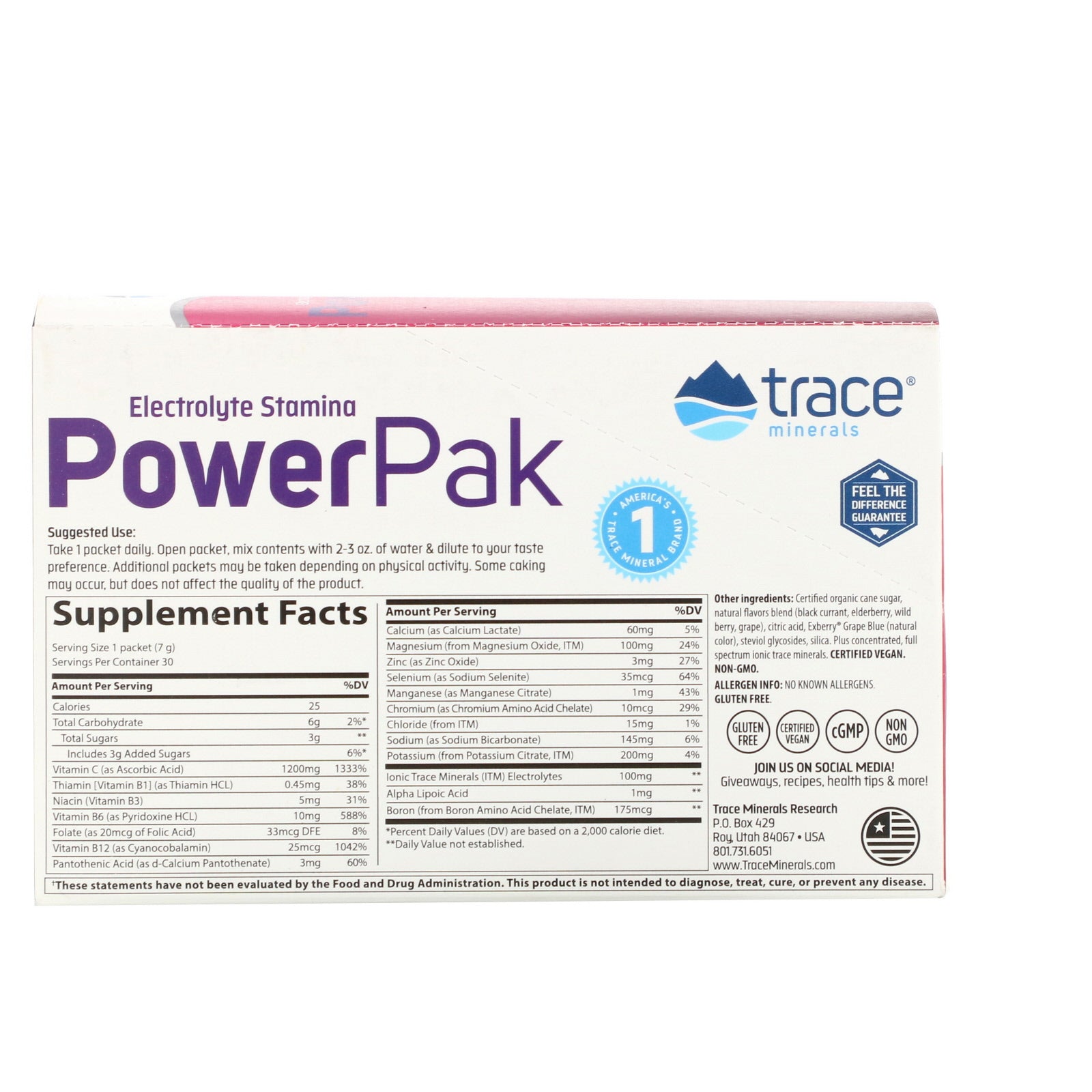 Trace Minerals Research, Electrolyte Stamina PowerPak, Mixed Berry, 30 Packets, 0.25 oz (7 g) Each