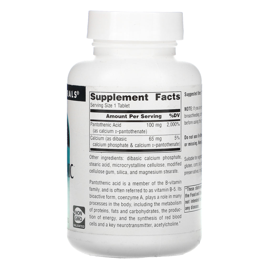 Source Naturals, Pantothenic Acid, 100 mg, 250 Tablets
