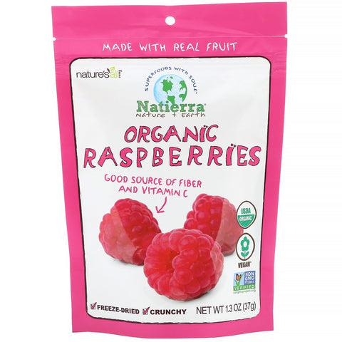 Natierra, Organic Freeze-Dried, Raspberries, 1.3 oz (37 g)