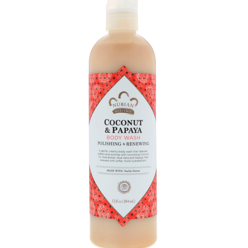 Nubian Heritage, Body Wash, Coconut & Papaya, 13 fl oz (384 ml)