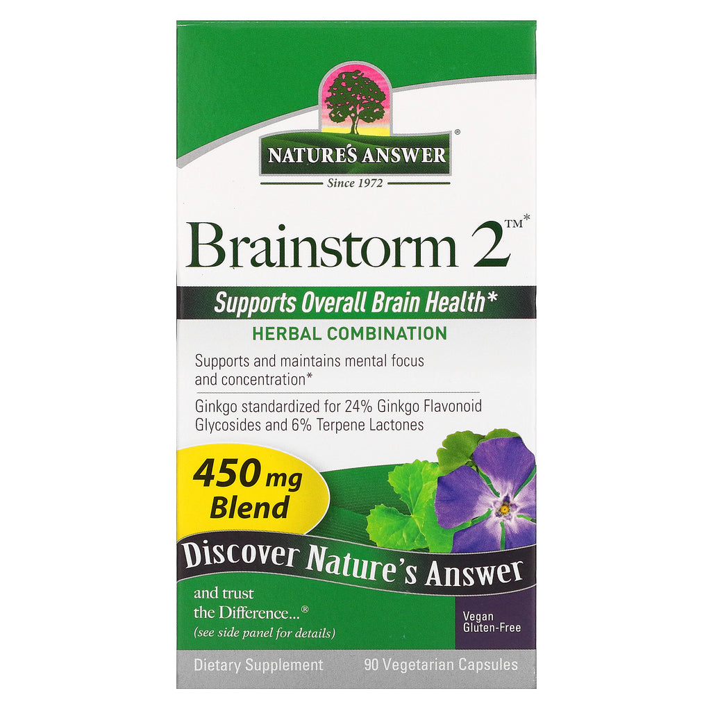 Nature's Answer, Brainstorm 2, Herbal Combination, 450 mg, 90 Vegetarian Capsules